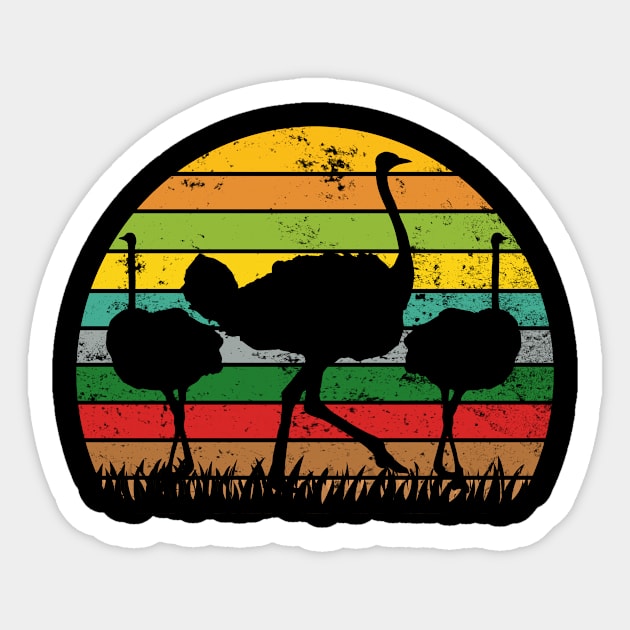 Retro Ostrich Vintage Sticker by funkyteesfunny